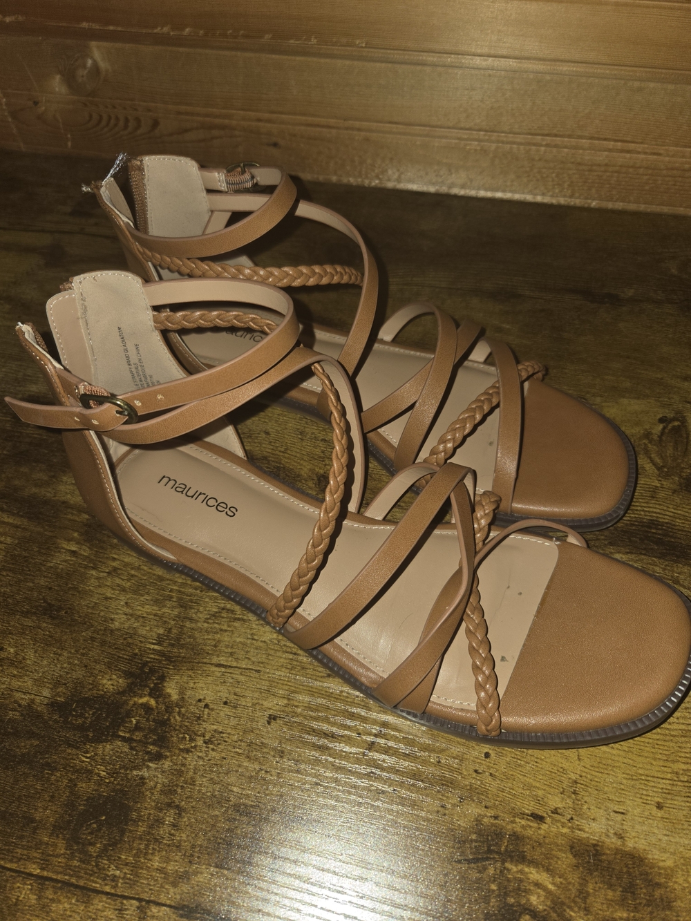 Maurices Tan Braided Multi-Strap Women's Sandals